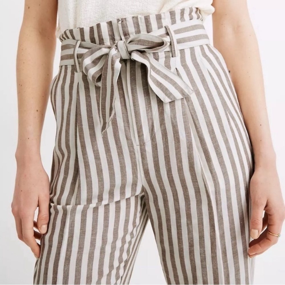 Breezy striped Linen-Blend Paperbag pants Madewell sz 4 Breezy comfy like new - Picture 2 of 12